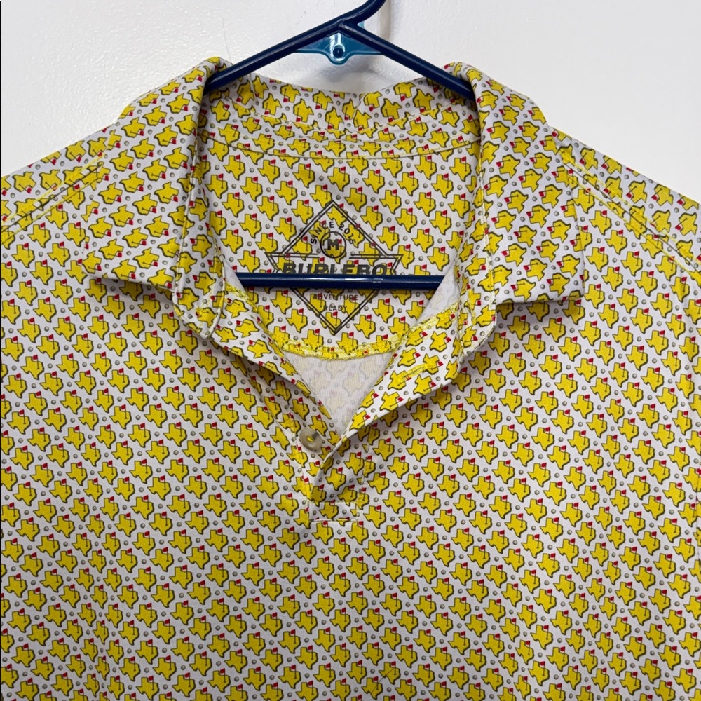 BURLEBO Yellow Patterned Short-Sleeve Polo Golf - - Picture 6 of 6
